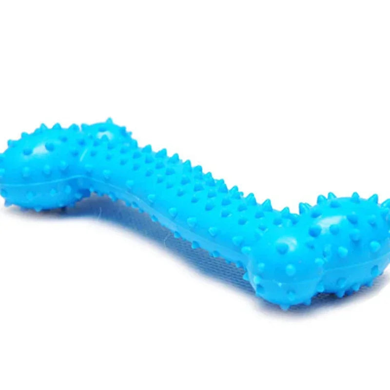 Blue textured dog toy on a white background