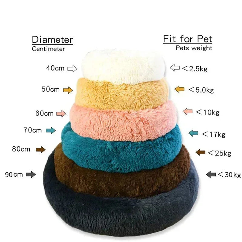Ultra-soft round plush pet bed for dogs and cats
