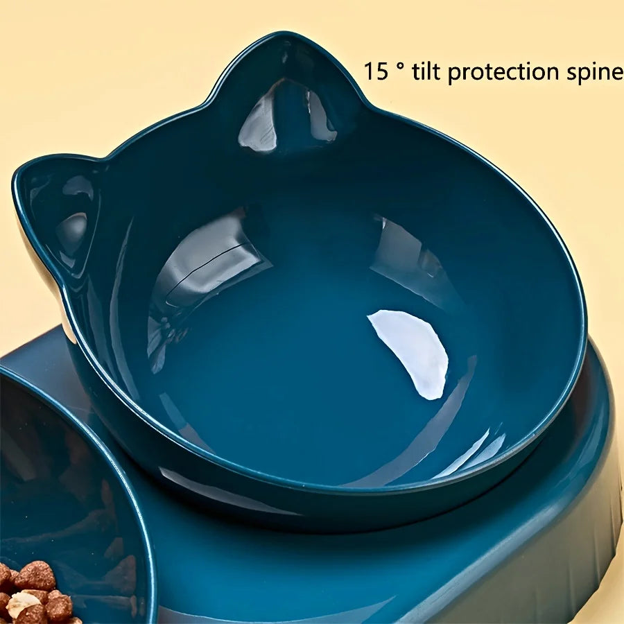 Elevated tilted bowl for cats and small dogs