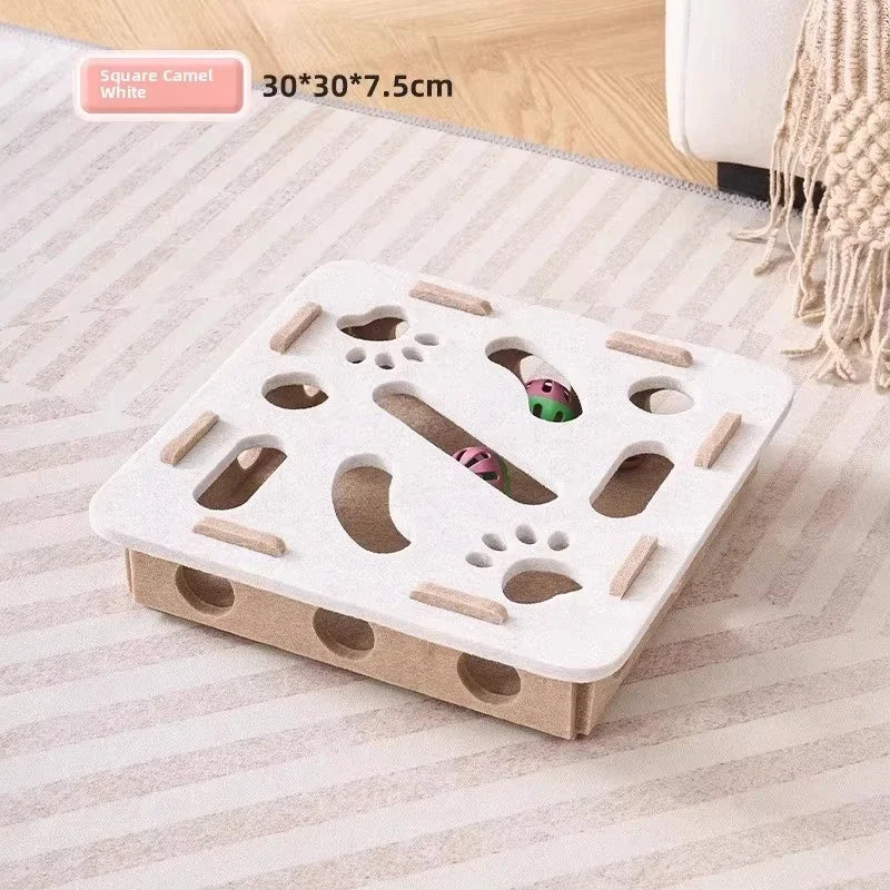 Felt cat puzzle box toy with ball