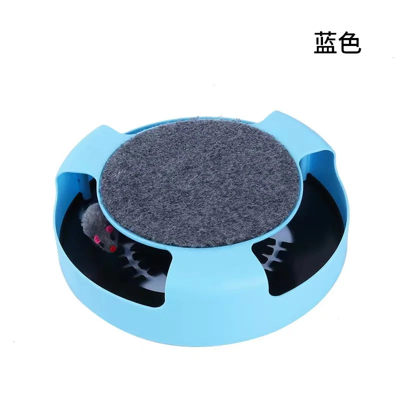 Indoor cat toy with scratching track