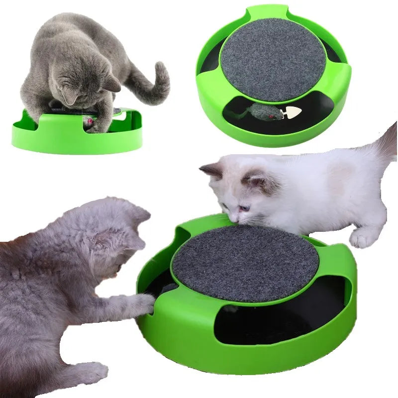 Interactive cat turntable toy with roller ball