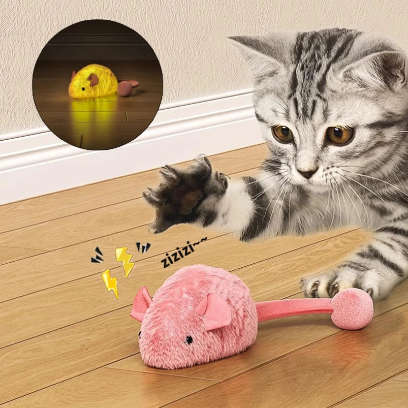 Interactive plush mouse toy for cats