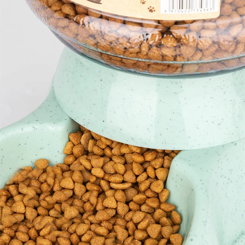 Dog and cat feeding bowl with water dispenser