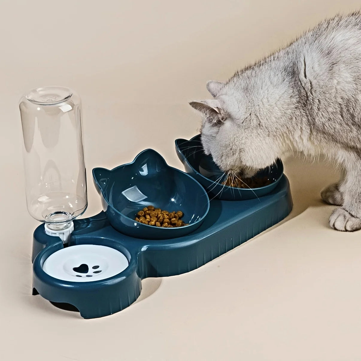 Neck-friendly cat food and water bowl