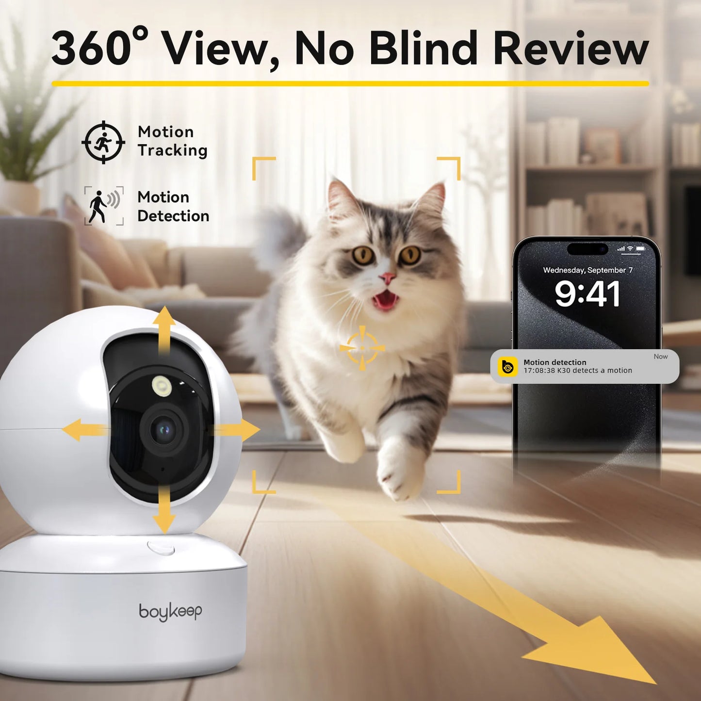 Night vision pet camera for home monitoring