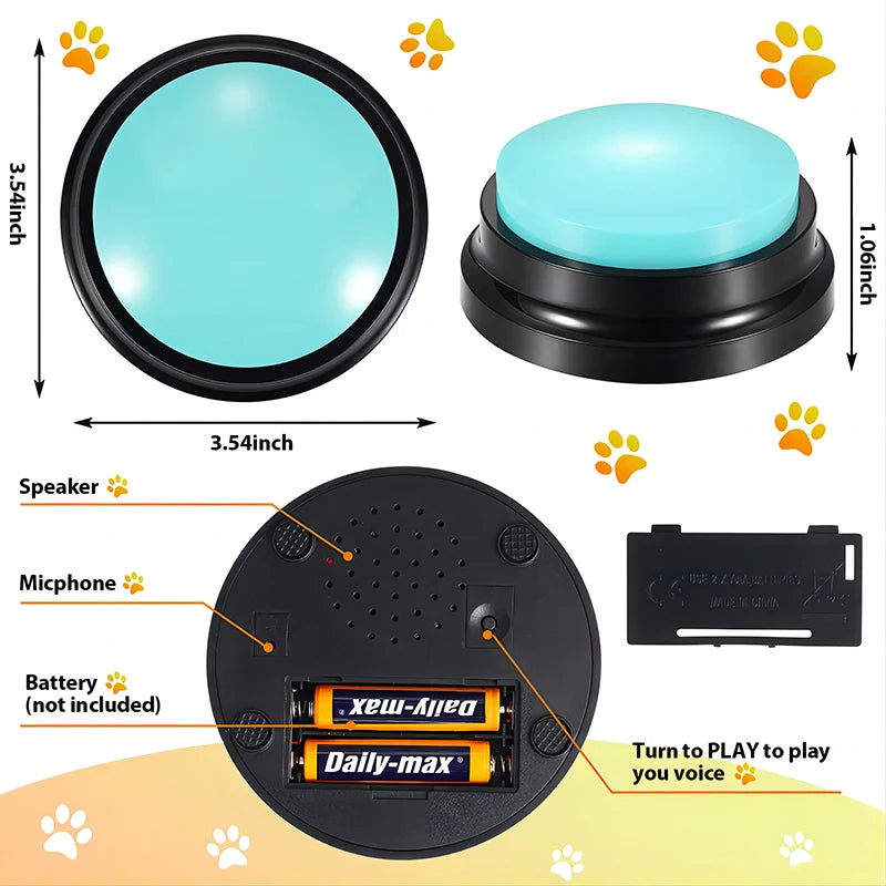 Recordable dog talking button for pet communication