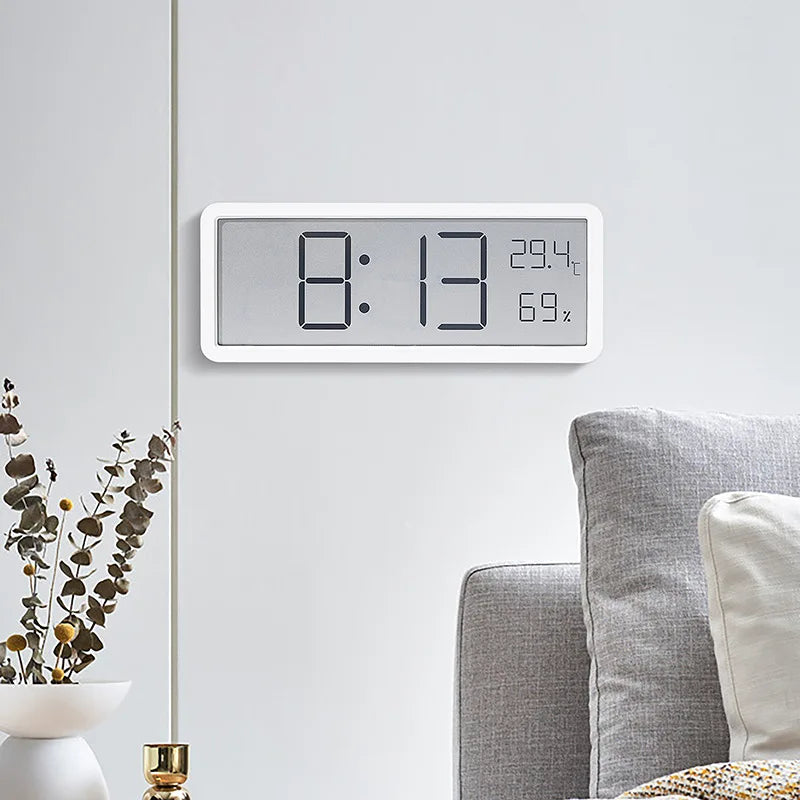 Big Digital Led Wall Clock Alarm with Calendar,Smart Brightness,Humidity,Temperature Thermometer.Modern Home Decor