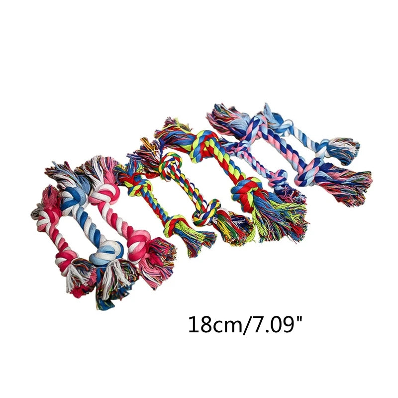 Dog Rope Chew Color Flossy Tug of War Toy Rope Double Knots