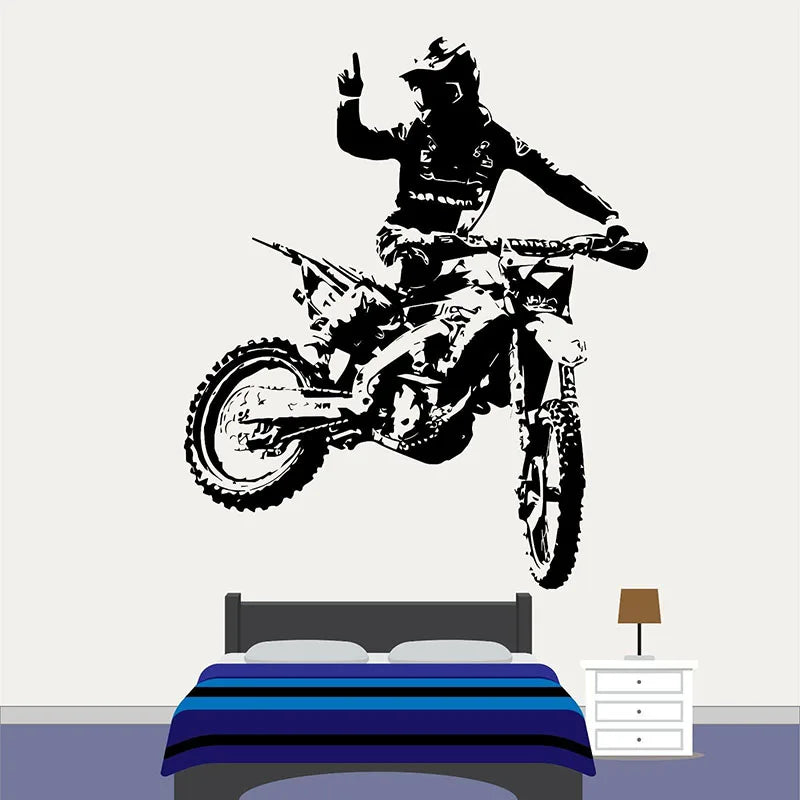 T239# Wall Sticker For Motocross Motorrad Boy Room Background Home Decoration Mural Living Room Wallpaper