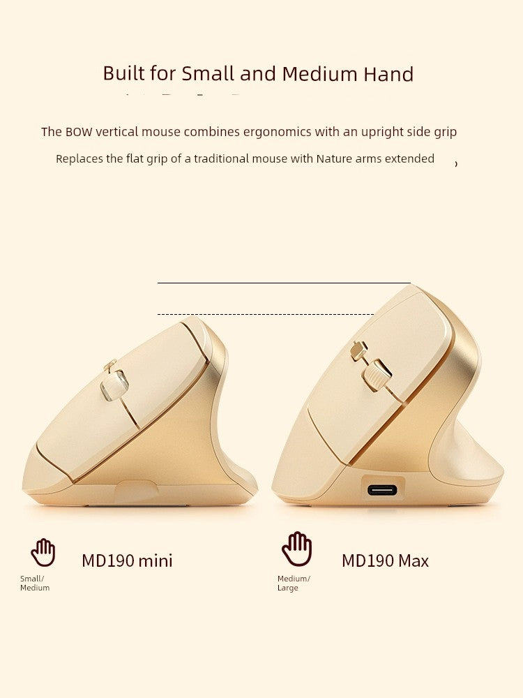 Bow Ergonomic Dual-Mode Vertical Mouse Mute Wireless Bluetooth Laptop Female Small Hand Dedicated Vertical