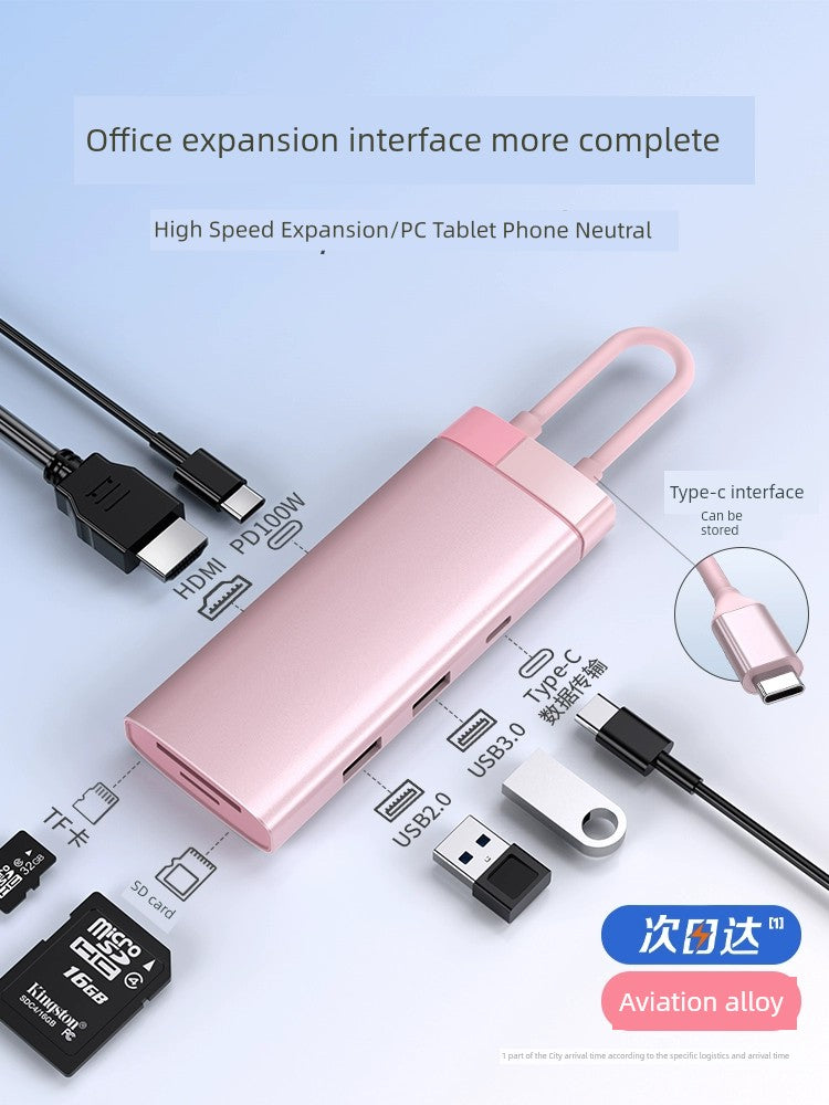 Expansion Dock Typec for Apple Computer MacBook Pro/Air Huawei HP Notebook Dock Network Cable Transform Interface Hard Disk Converter Mini Mobile Phone HDMI Adapter iPad