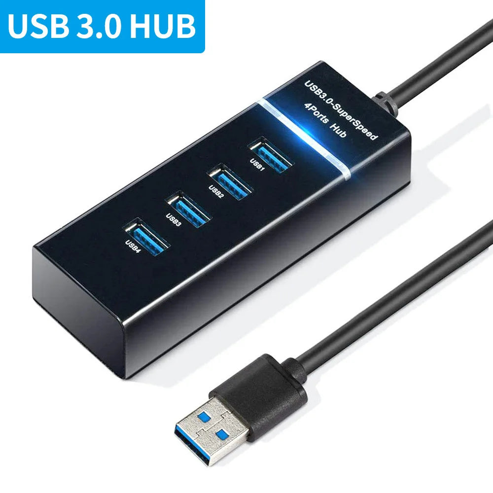 USB 3.0 multi port hub, 5Gbps, 4-port high-speed USB splitter adapter suitable for PCs, computer accessories