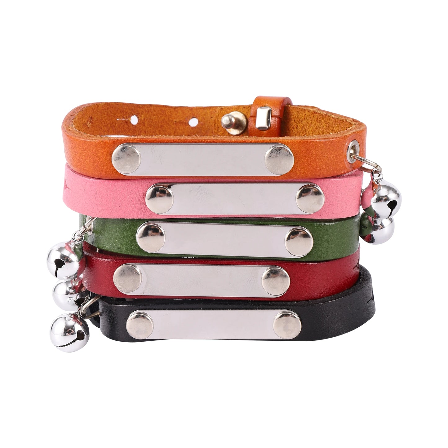 1 Pc Pet Cat Collar Personalized Antiloss Diy Custom Adjustable Leather Cat Collar With Bell Kitten Collar S/M/L Pet Accessories