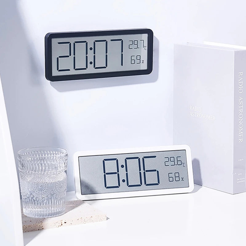 Big Digital Led Wall Clock Alarm with Calendar,Smart Brightness,Humidity,Temperature Thermometer.Modern Home Decor