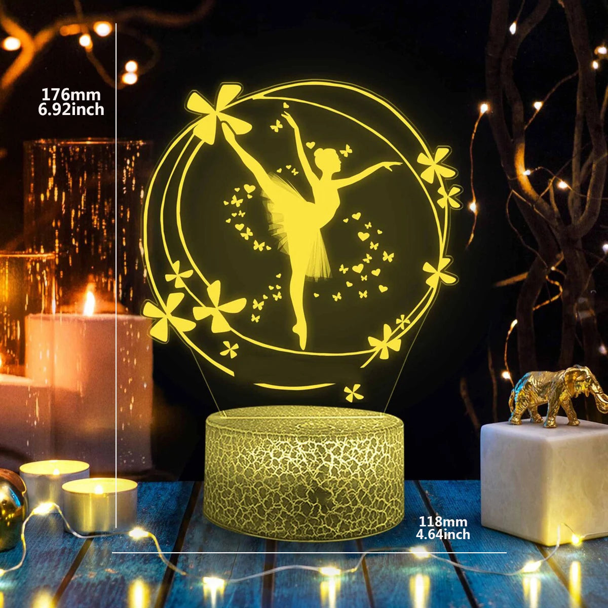 Night Light 3D LED Lamp For Children's Room Ballet Dancer 7 / 16 Colored  Decor Christmas Birthday Gift