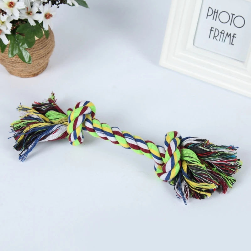 Dog Rope Chew Color Flossy Tug of War Toy Rope Double Knots