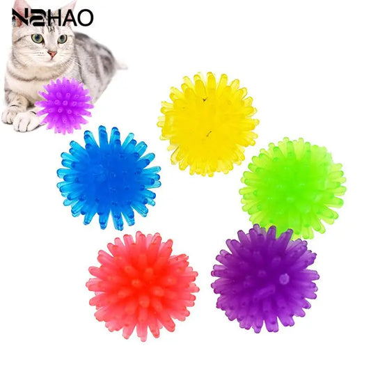 10pcs Funny Hedgehog Ball Cat Toys Creative Colorful Stretch Plastic Ball Interactive Cat Soft Spiky Cat Toy Pet Supplies