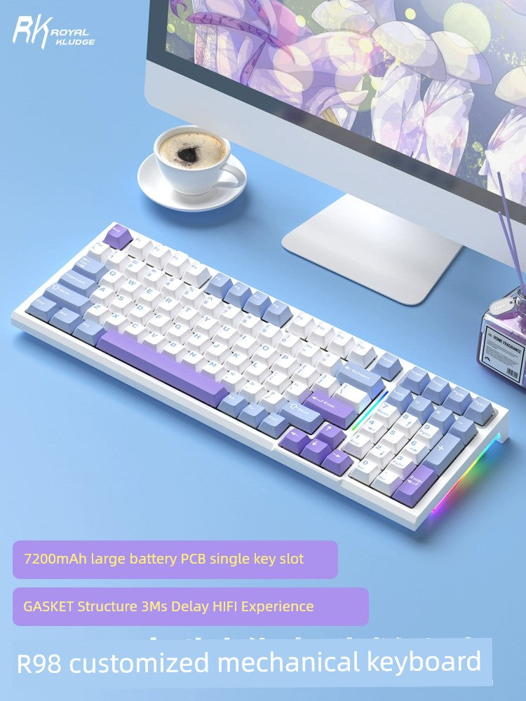 RK R98 Customized Mechanical Keyboard Wireless Bluetooth Three-Mode RGB Full Key Hot Plug Gasket E-Sports Games