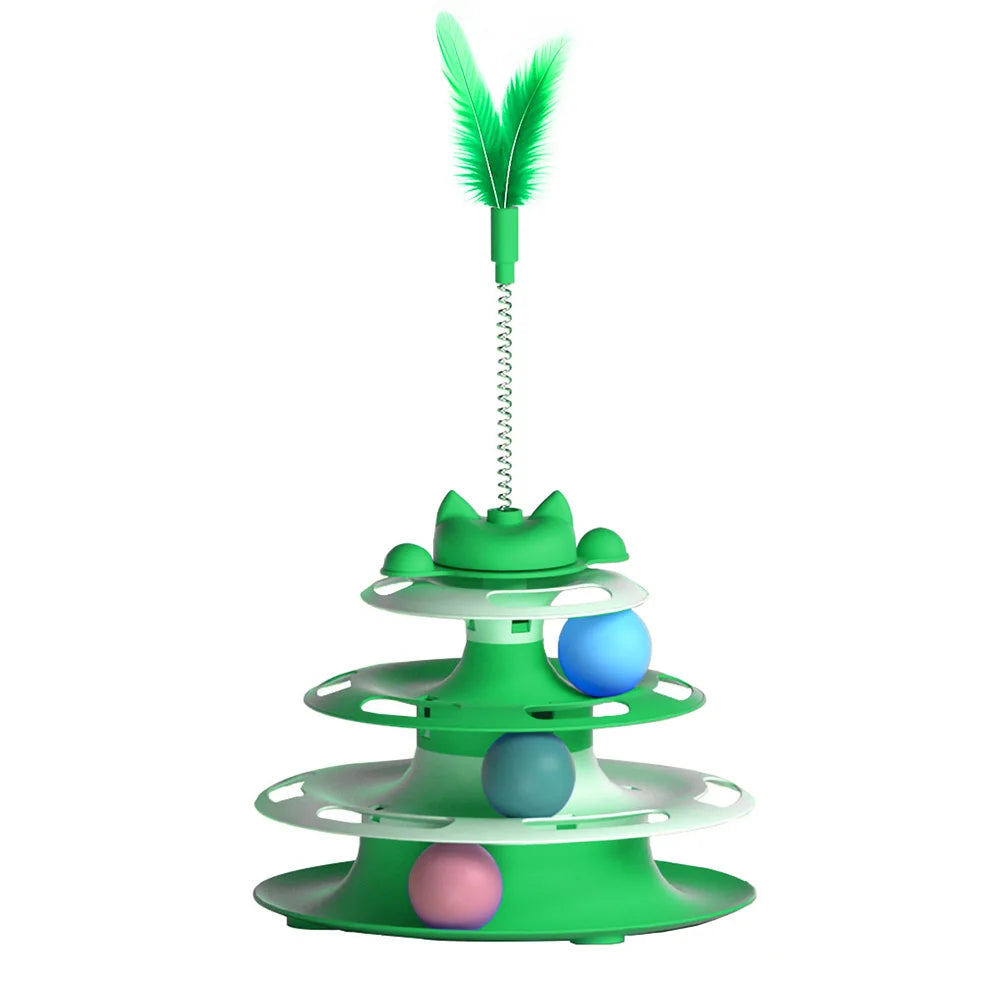 Self-entertaining cat toy set with teaser wand