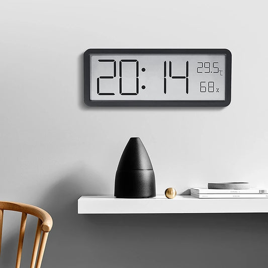 Big Digital Led Wall Clock Alarm with Calendar,Smart Brightness,Humidity,Temperature Thermometer.Modern Home Decor