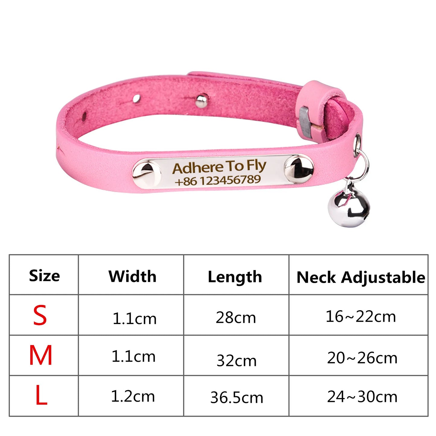 1 Pc Pet Cat Collar Personalized Antiloss Diy Custom Adjustable Leather Cat Collar With Bell Kitten Collar S/M/L Pet Accessories