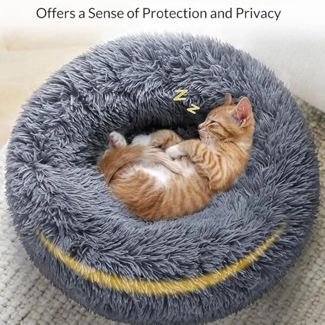 Ultra-soft round plush pet bed for dogs and cats