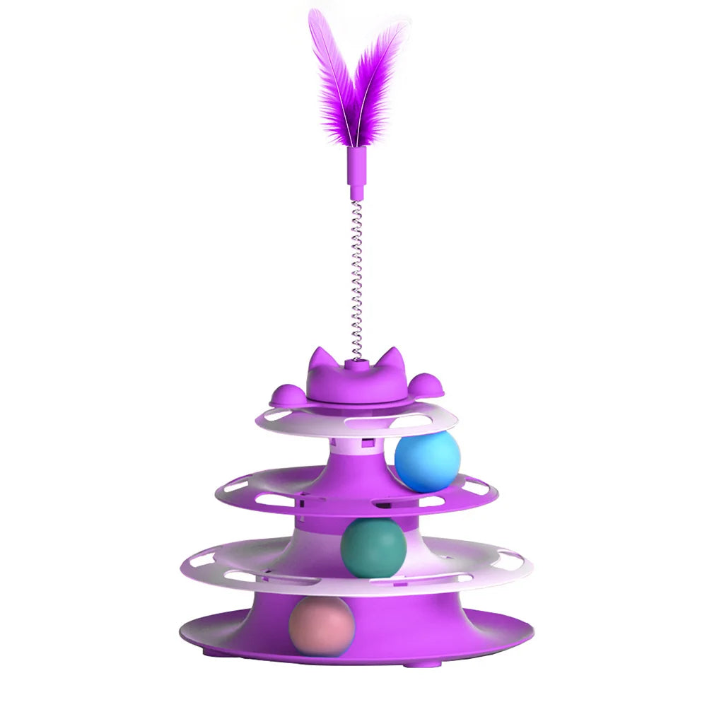 Self-entertaining cat toy set with teaser wand