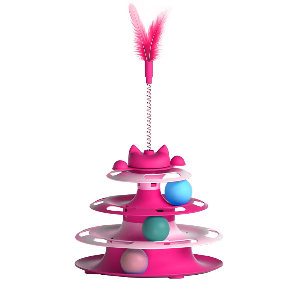 Interactive cat play turntable with balls
