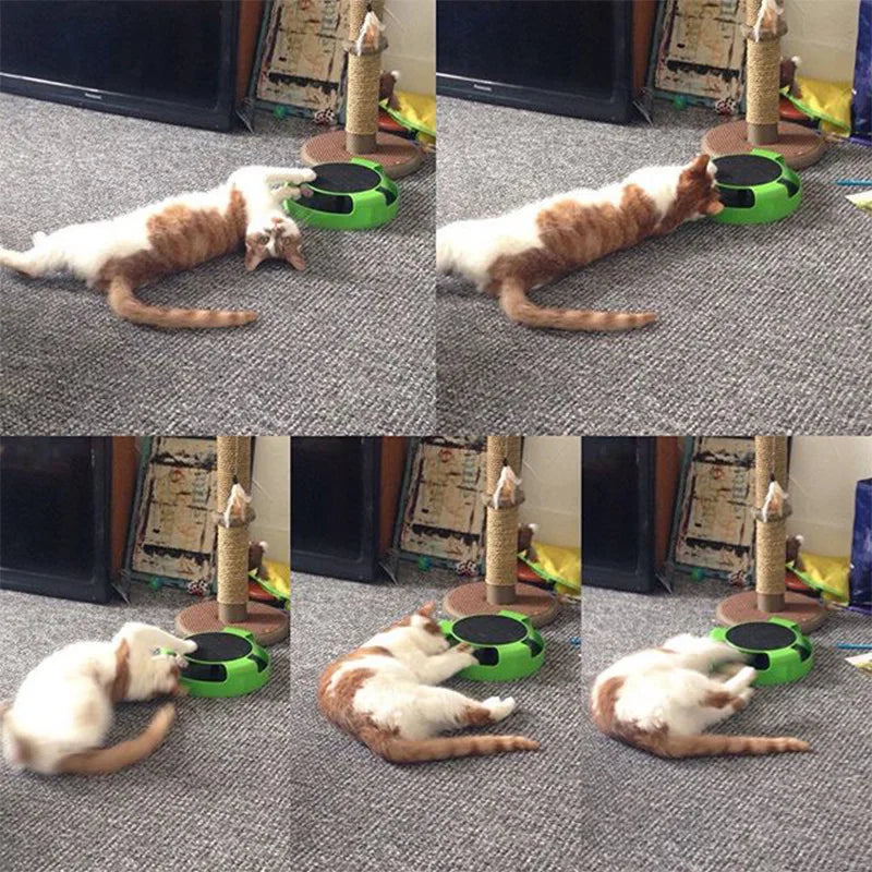 Interactive cat turntable toy with roller ball
