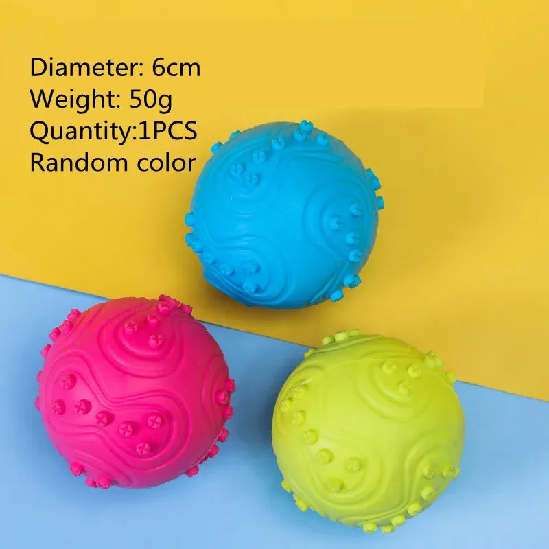 Three colorful textured balls on a yellow and blue background with product details.