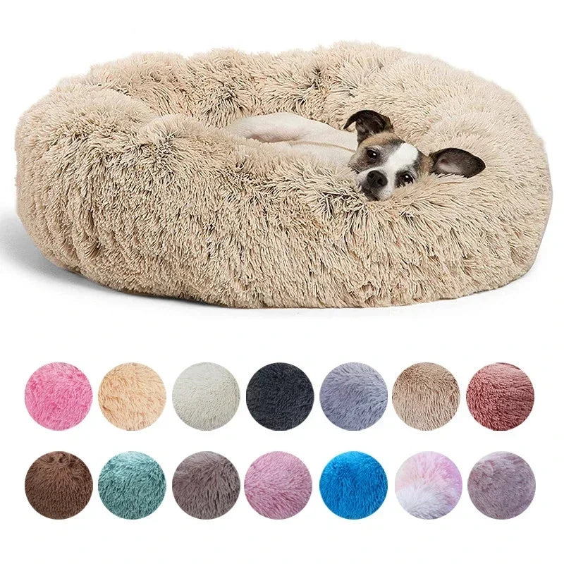 Ultra-soft round plush pet bed for dogs and cats