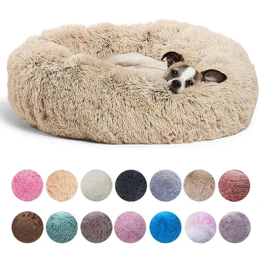 Ultra-soft round plush pet bed for dogs and cats