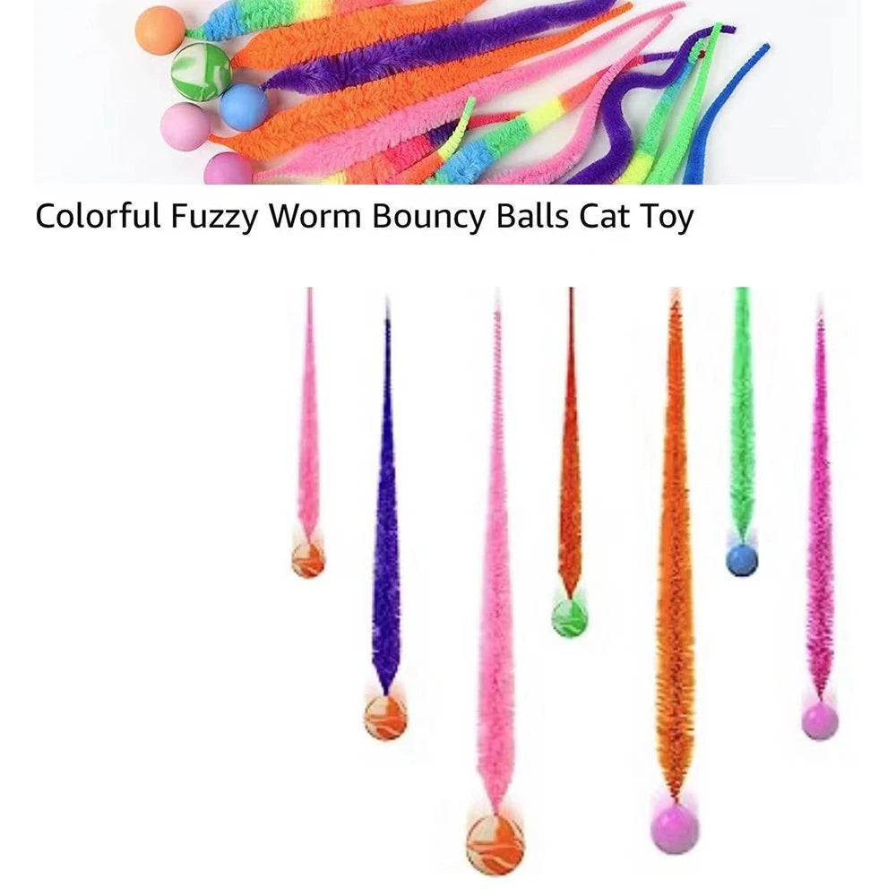 Elastic worm cat toy for teasing and exercise