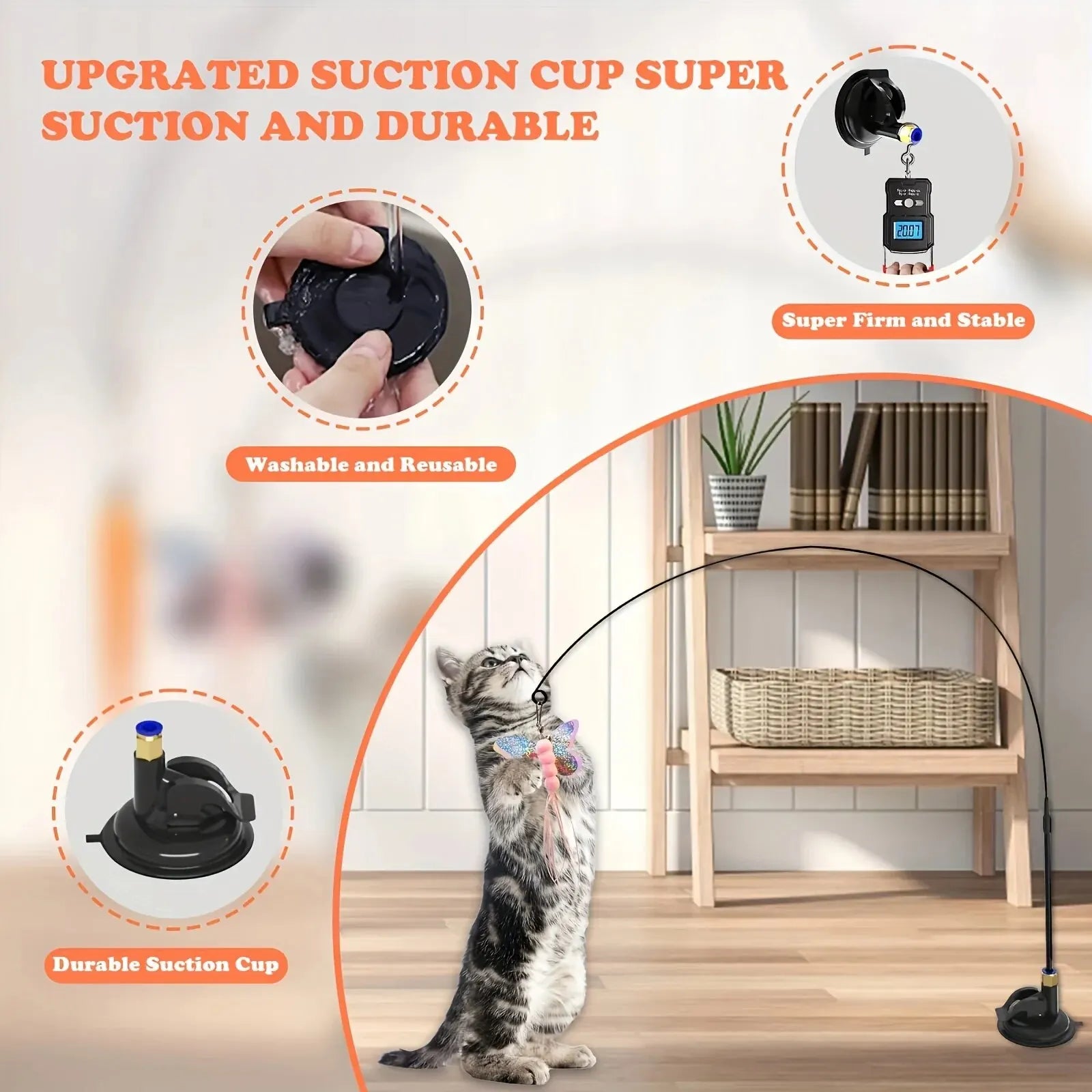 Feather wand cat toy for indoor exercise