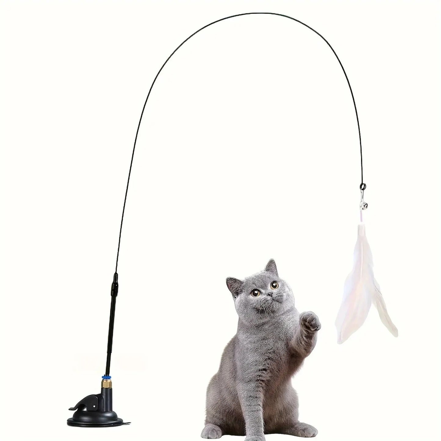 Interactive cat teaser wand with bell and feather