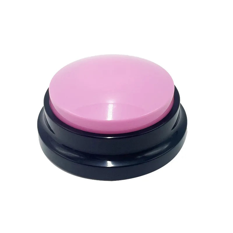 Pink button with black base on a white background