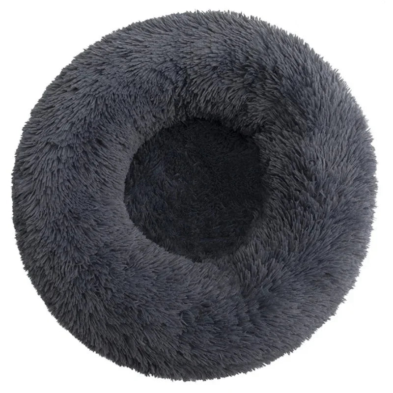 Ultra-soft round plush pet bed for dogs and cats
