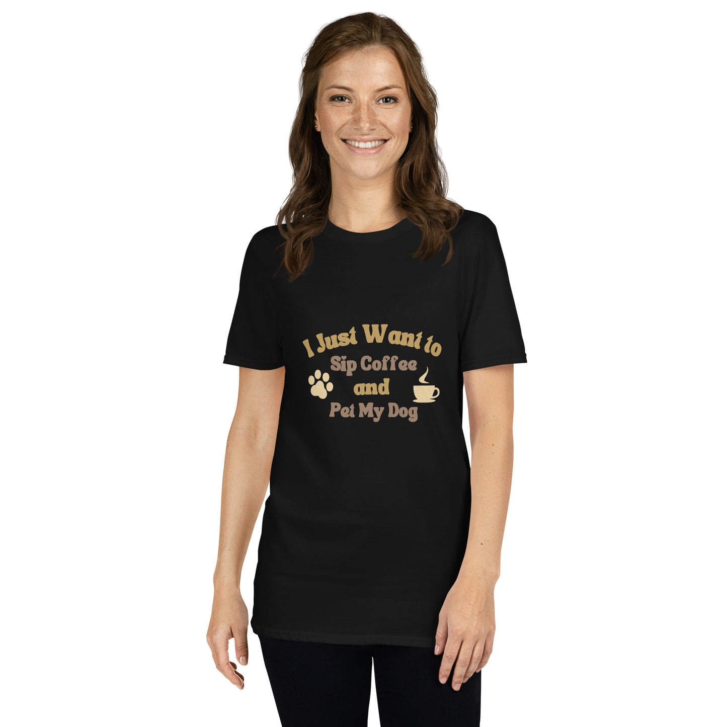 I Just Want to Sip Coffee and Pet My Dog short-sleeve t-shirt
