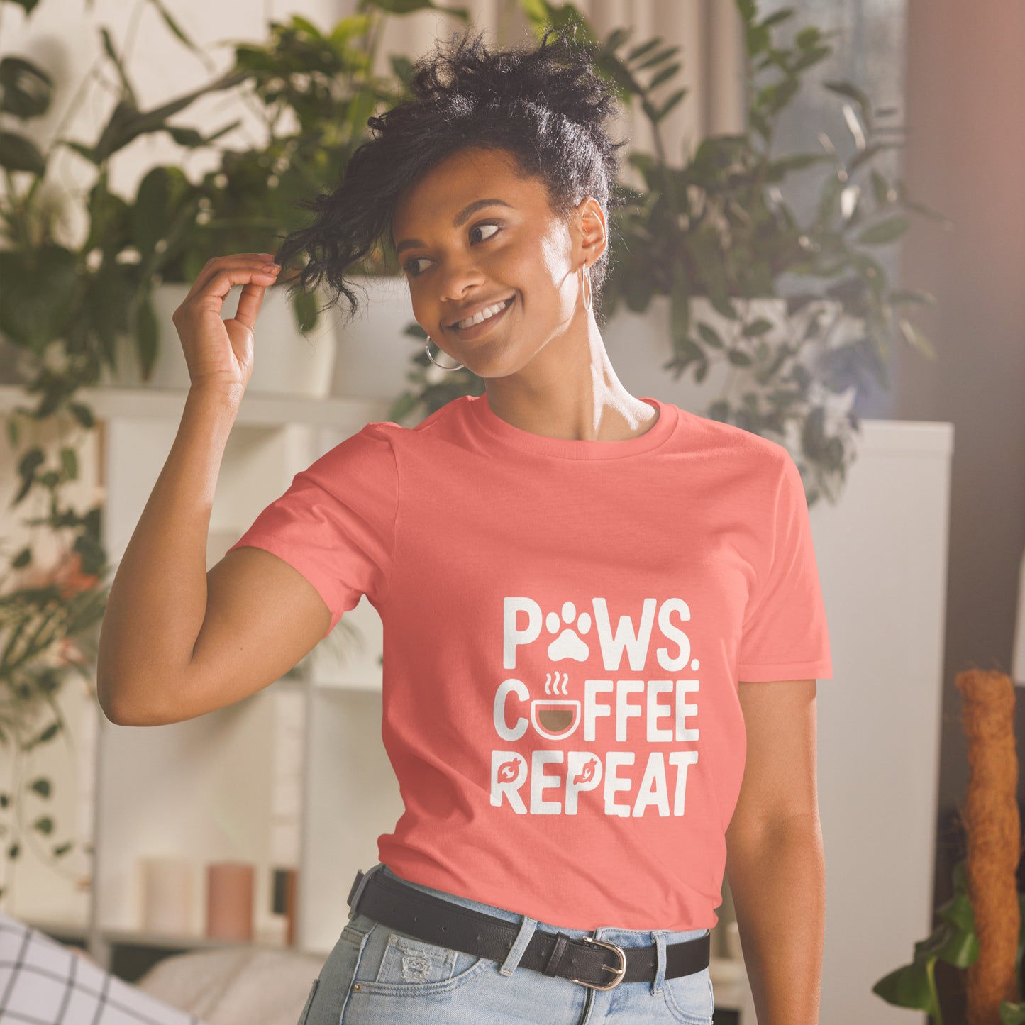Paws Coffee Repeat minimalist design