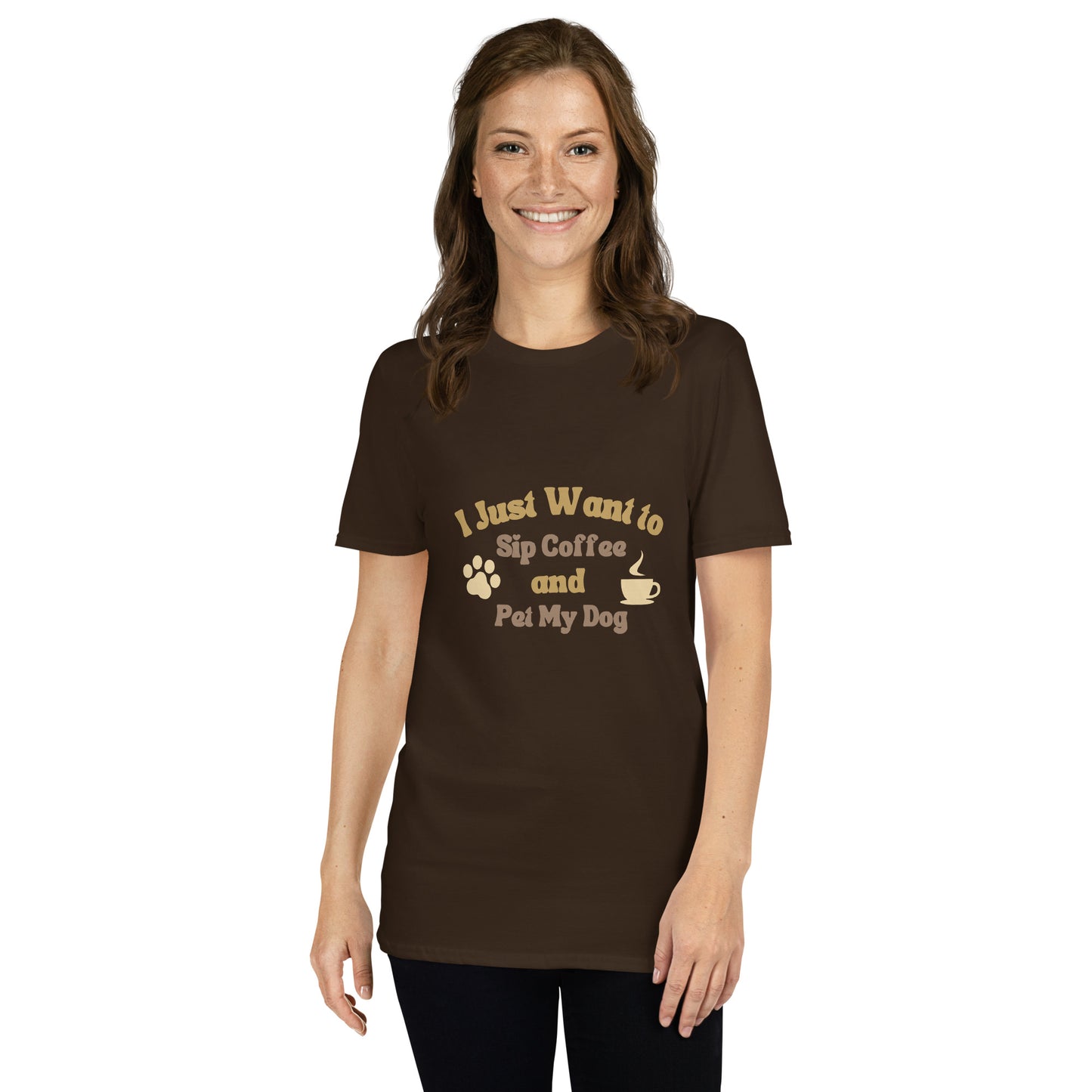 I Just Want to Sip Coffee and Pet My Dog short-sleeve t-shirt