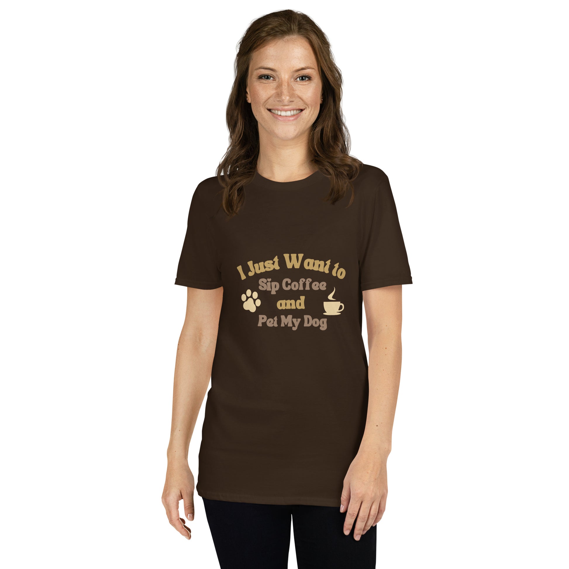 I Just Want to Sip Coffee and Pet My Dog short-sleeve t-shirt