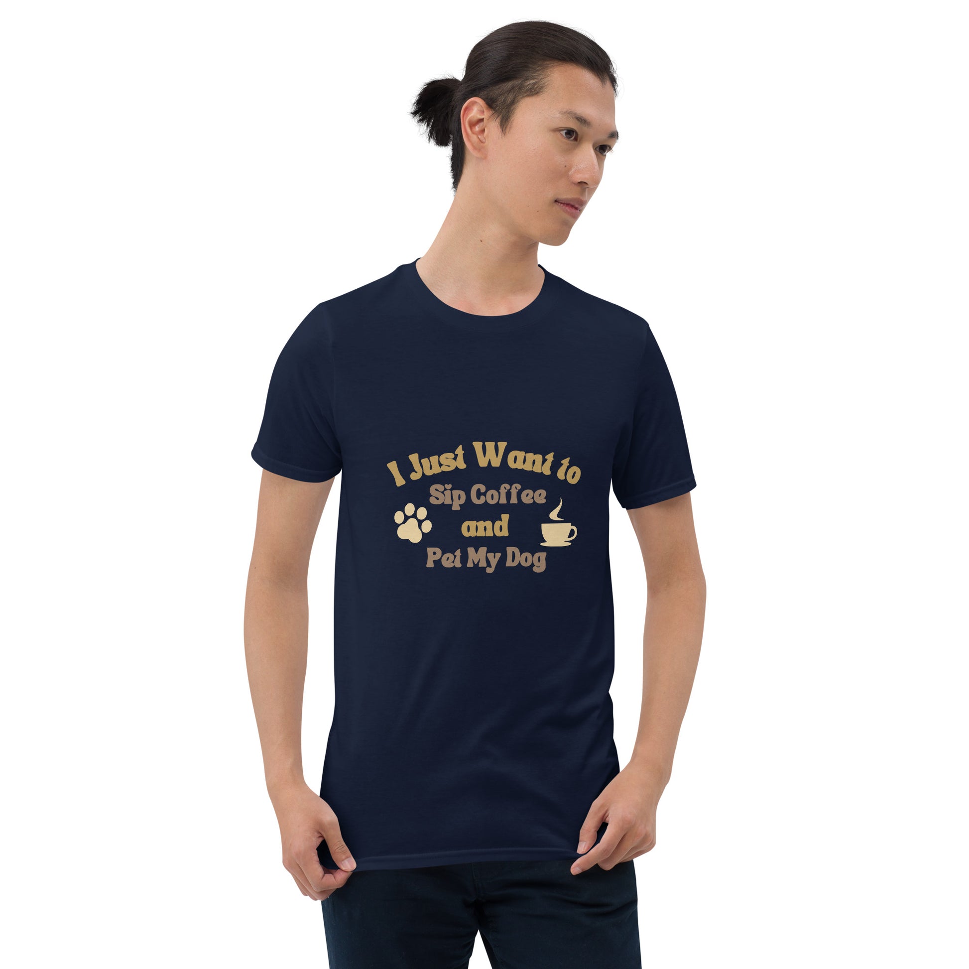 I Just Want to Sip Coffee and Pet My Dog short-sleeve t-shirt