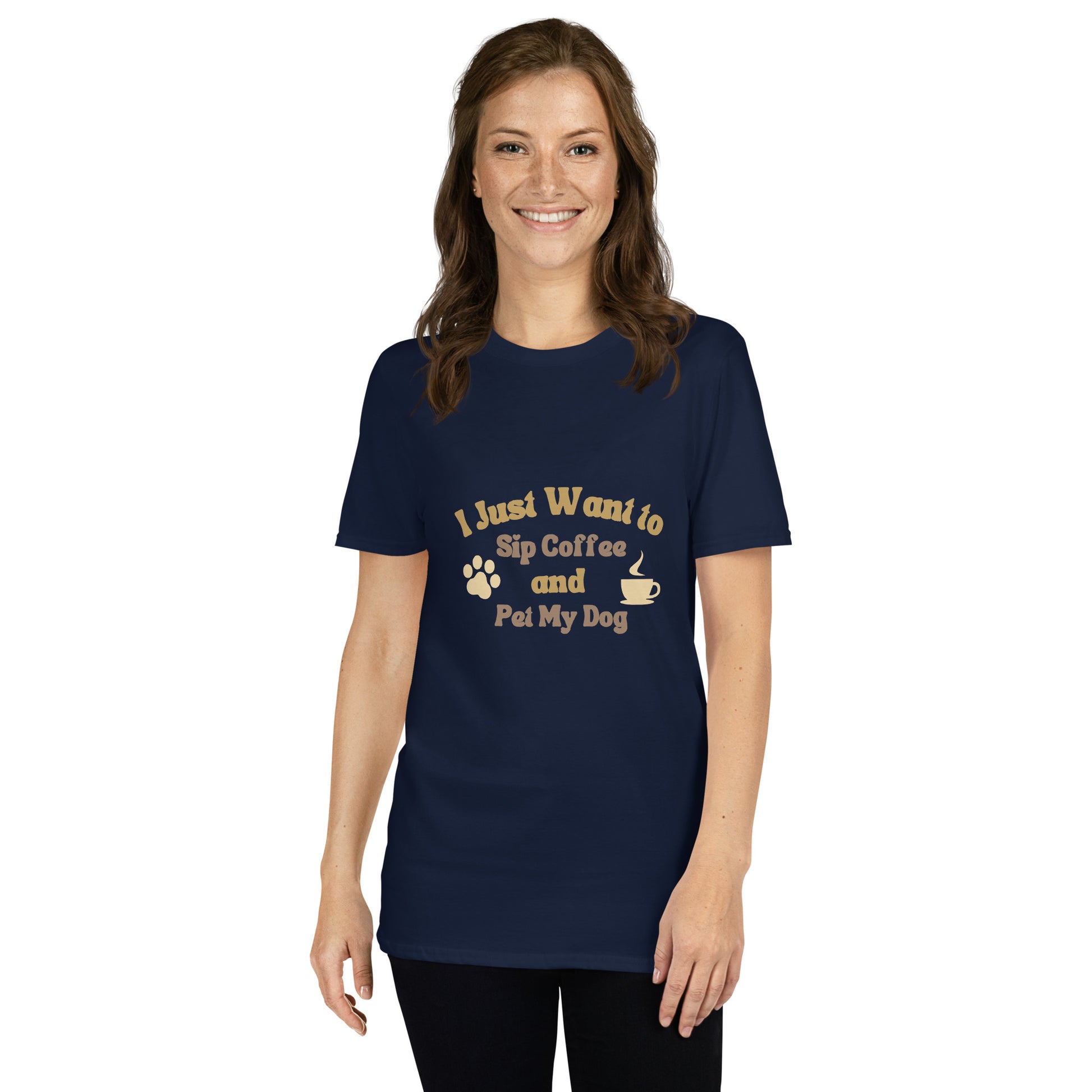 I Just Want to Sip Coffee and Pet My Dog short-sleeve t-shirt