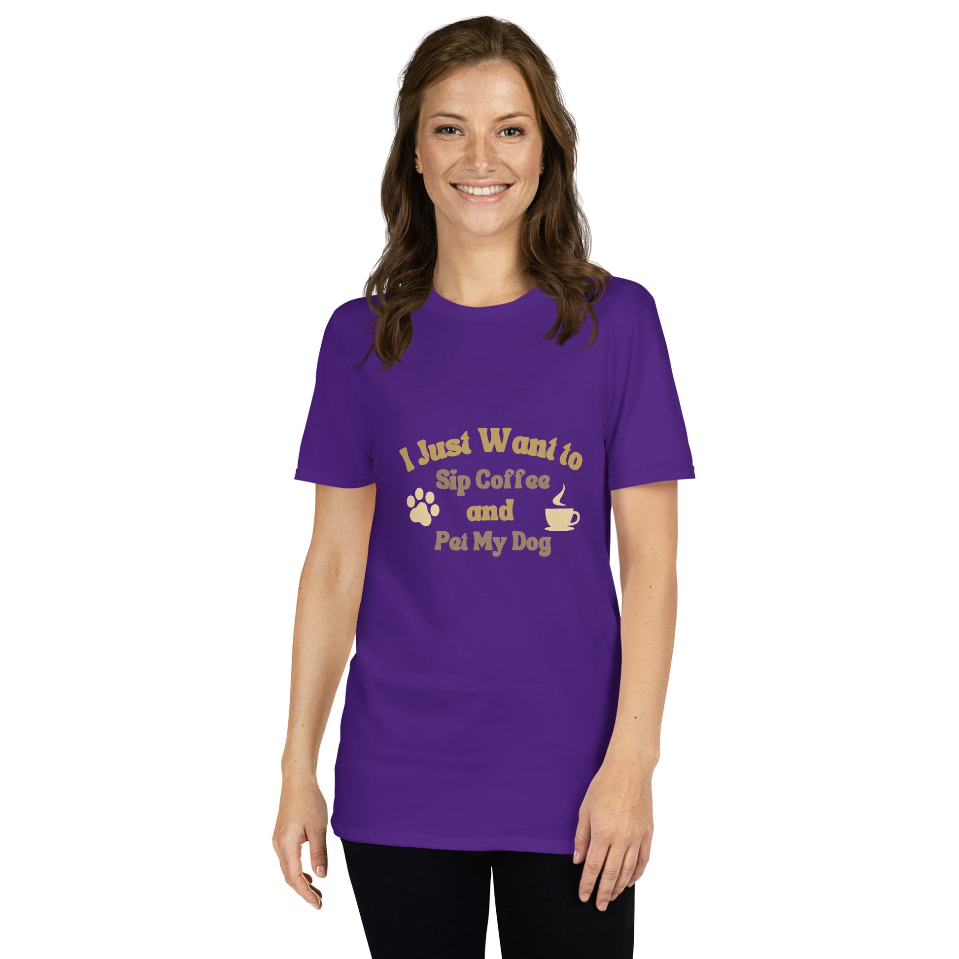 I Just Want to Sip Coffee and Pet My Dog short-sleeve t-shirt