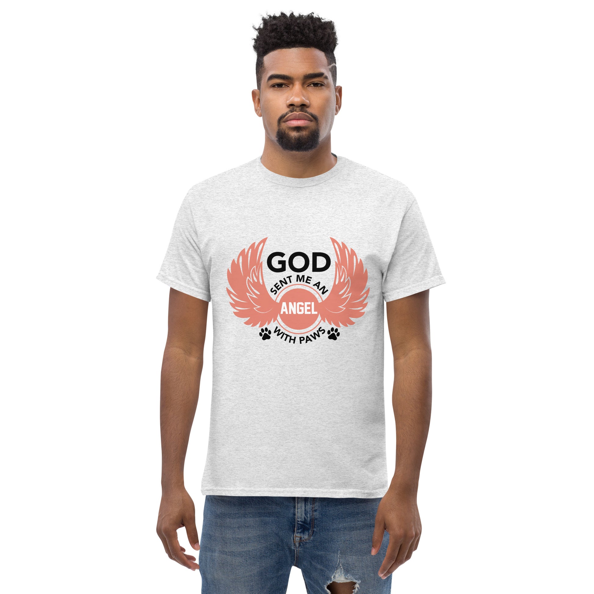 God Sent Me an Angel With Paws unisex cotton t-shirt
