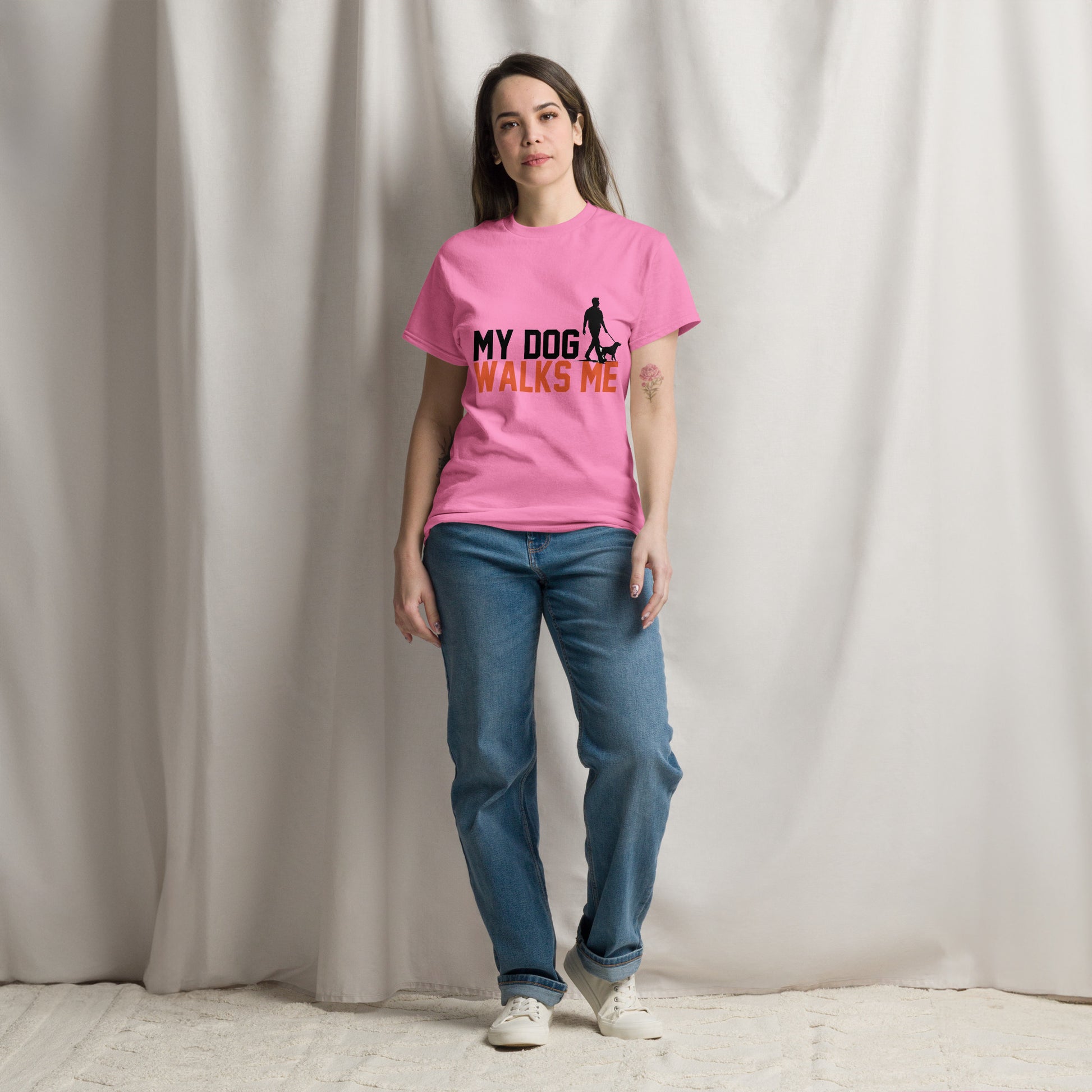 My Dog Walks Me unisex cotton t-shirt