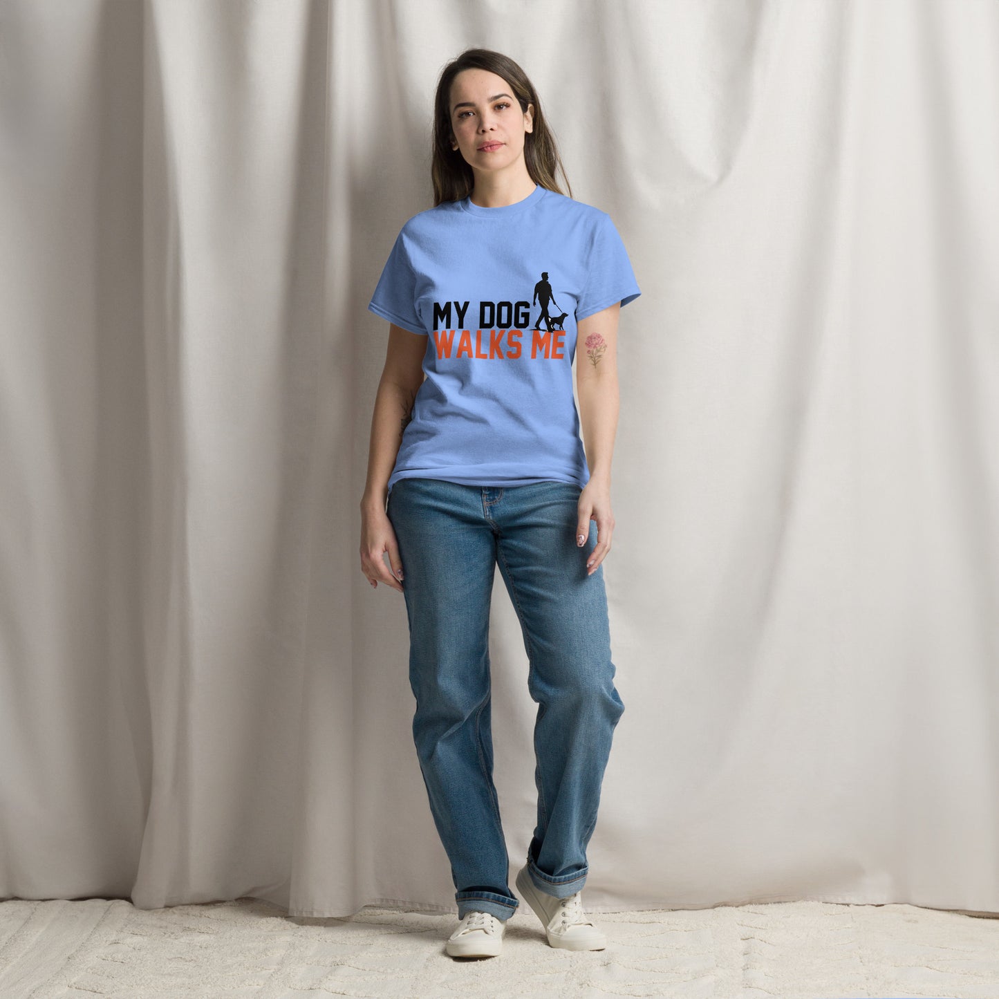 My Dog Walks Me unisex cotton t-shirt
