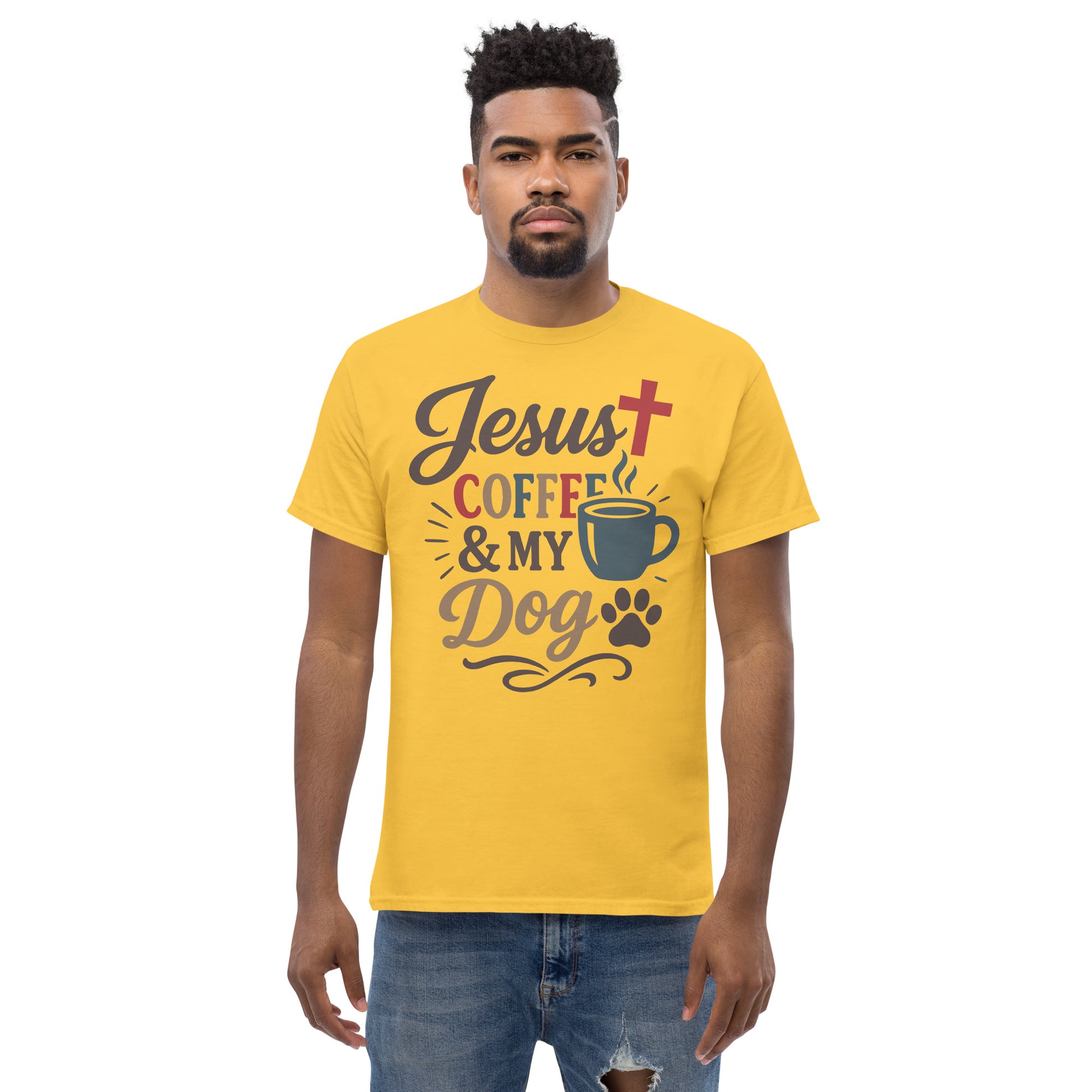 Jesus, Coffee, and My Dog unisex cotton t-shirt