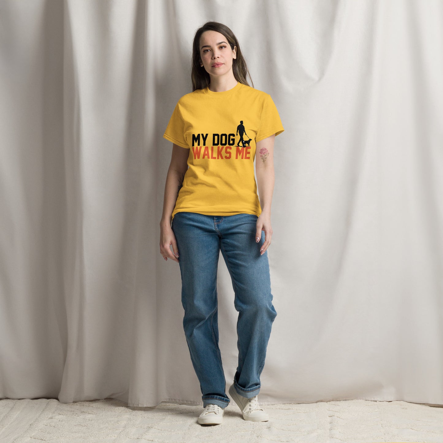 My Dog Walks Me unisex cotton t-shirt